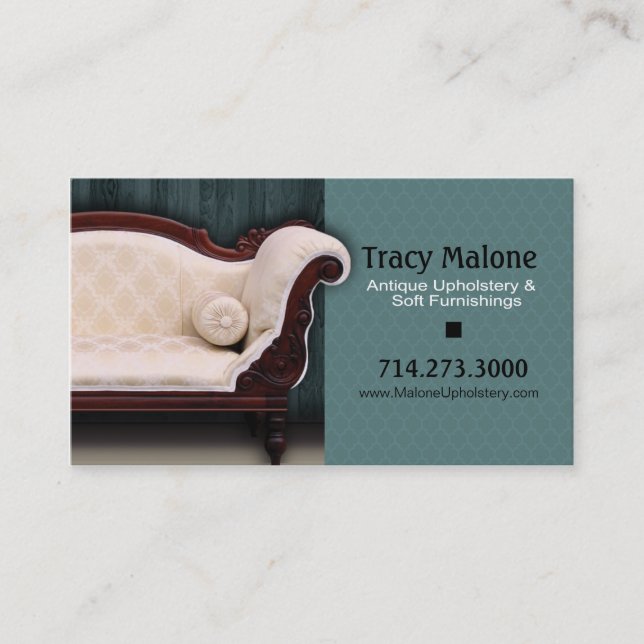 Upholstery Expert, Furniture Designer Business Card (Front)