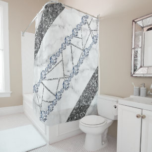 Uphome Marble Shower Curtain for Bathroom Grey