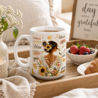 Uplifting floral affirmation watercolor artwork coffee mug