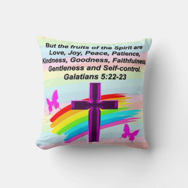 UPLIFTING GALATIANS 5 SCRIPTURE THROW PILLOW (Front)