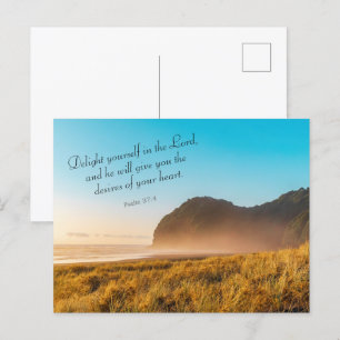 Uplifting Inspirational Bible Verse Psalm 37:4 Postcard