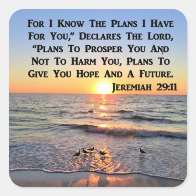 UPLIFTING JEREMIAH 29:11 SUNRISE SQUARE STICKER (Front)