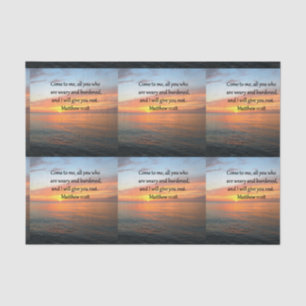 UPLIFTING MATTHEW 11:28 SCRIPTURE VERSE SUNRISE TISSUE PAPER
