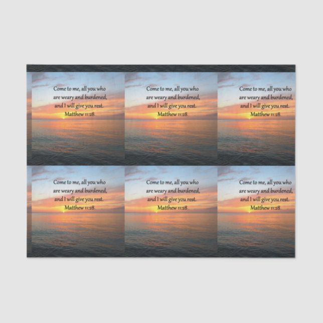 UPLIFTING MATTHEW 11:28 SCRIPTURE VERSE SUNRISE TISSUE PAPER (Front)