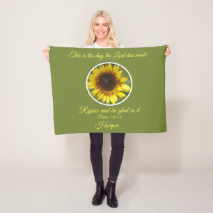Uplifting Psalm 118:24 Sunflower Personalized Fleece Blanket