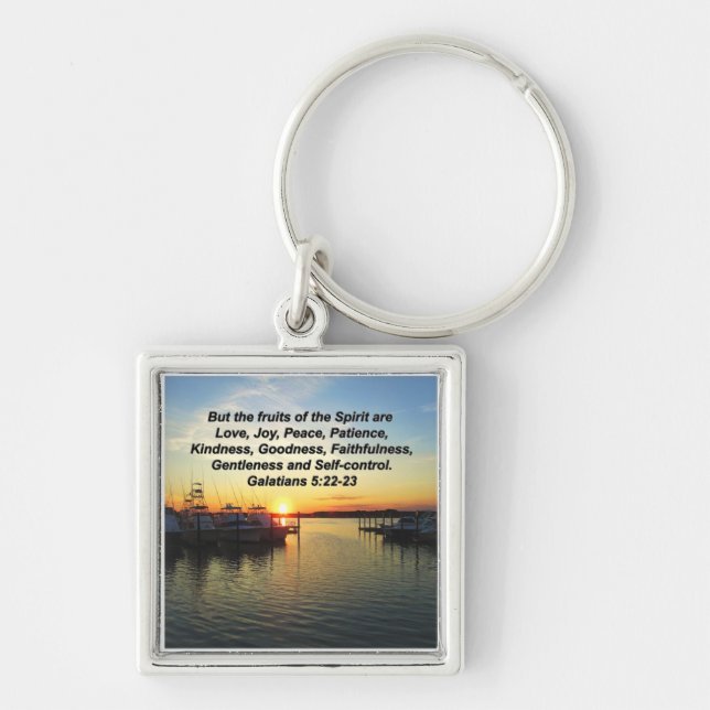 UPLIFTING SUNSET FRUITS OF THE SPIRIT DESIGN KEYCHAIN (Front)