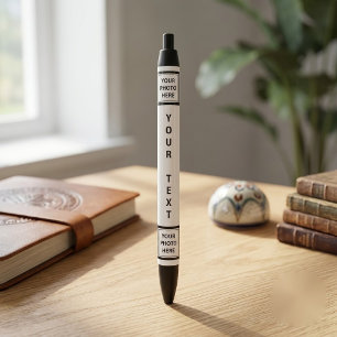 Upload 2 Photos & Add Text – Customize Picture Black Ink Pen