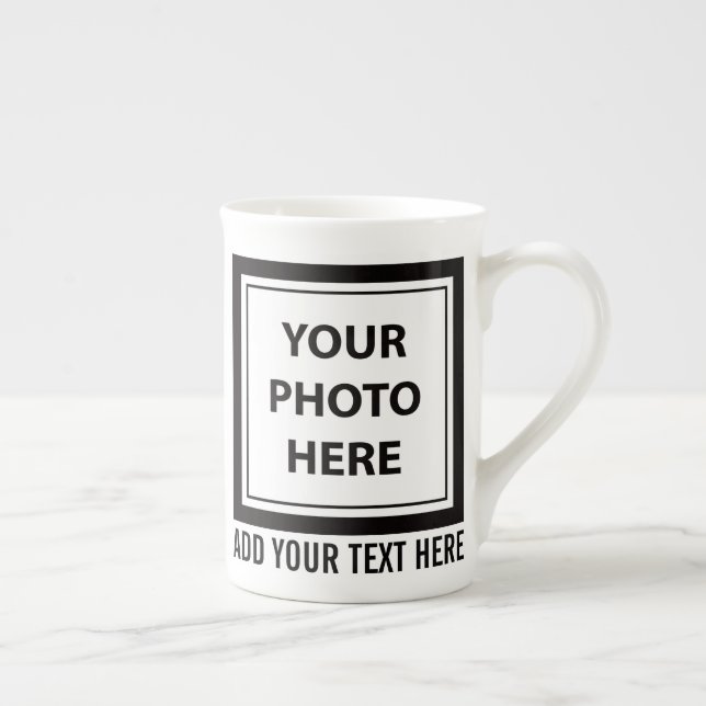 Upload 2 Photos & Add Text – Customize Picture Bone China Mug (Right)