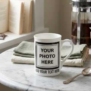 Upload 2 Photos & Add Text – Customize Picture Bone China Mug