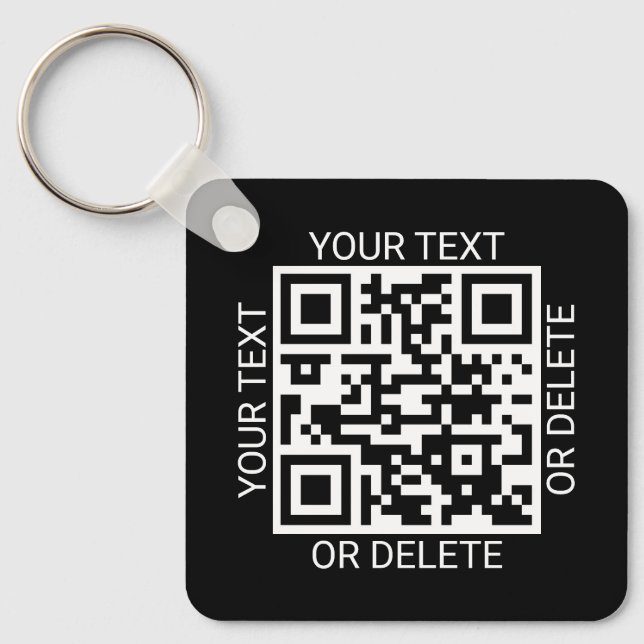 Upload 2 QR Codes Payment App or Website Black Keychain (Front)