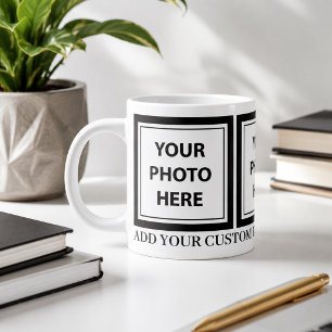 Upload 3 Photos & Add Text – Customize Picture Large Coffee Mug