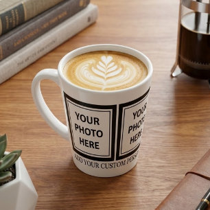 Upload 3 Photos & Add Text – Customize Picture Latte Mug