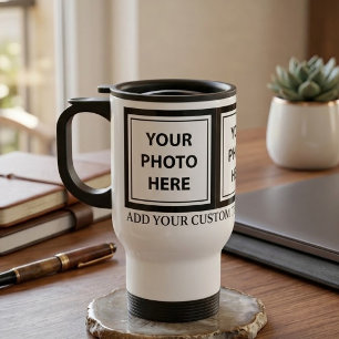 Upload 3 Photos & Add Text – Customize Picture Travel Mug