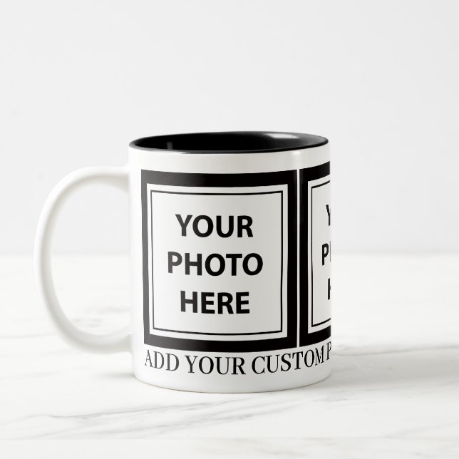 Upload 3 Photos & Add Text – Customize Picture Two-Tone Coffee Mug (Left)