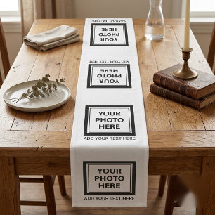 Upload 4 Photos & Add Text – Customize Picture Short Table Runner