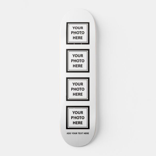 Upload 4 Photos & Add Text – Simple Picture Skateboard (Front)