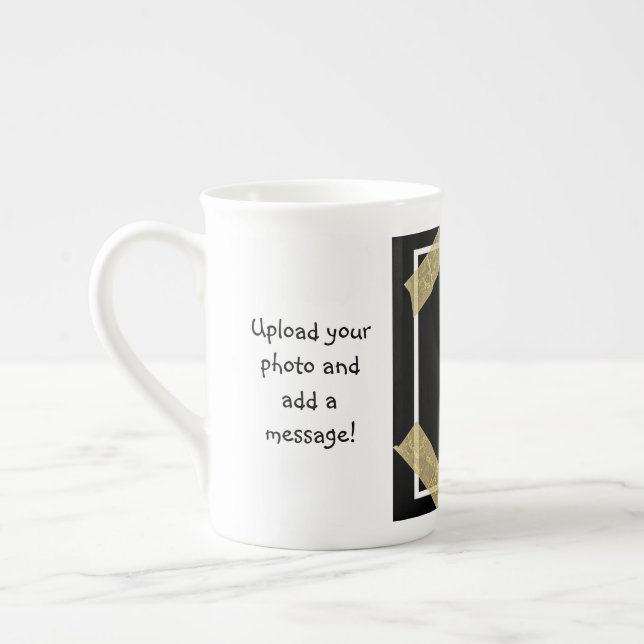 Upload a Photo and Add a Custom Personal Message Bone China Mug (Left)