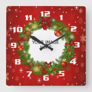 Upload a Photo Create your own Custom Christmas Square Wall Clock