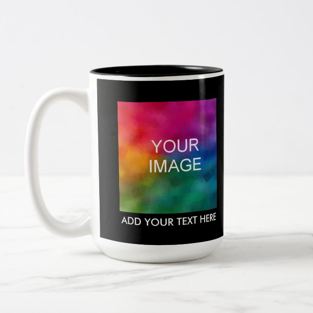 Upload Add Own Image Photo Company Logo Text Two-Tone Coffee Mug (Left)
