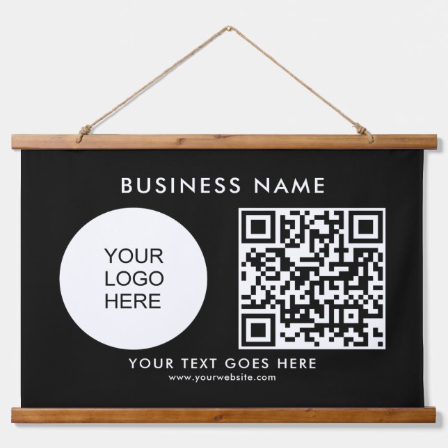 Upload Add Your Business Logo Text QR Code Here Hanging Tapestry (Front)