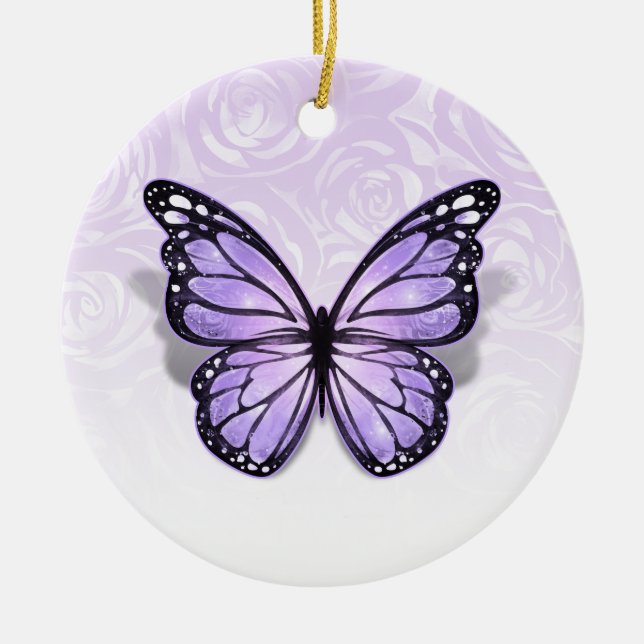 Upload Any Colour Unique Elegant Monarch Butterfly Ceramic Ornament (Front)