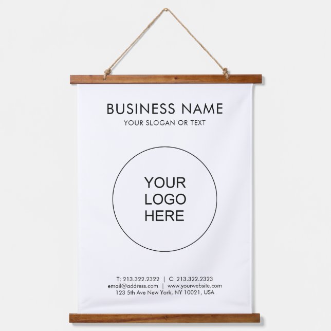 Upload Business Company Logo Add Text Template Hanging Tapestry (Front)
