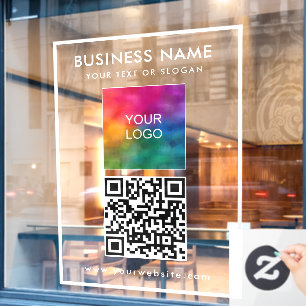 Upload Business Logo Add Text QR Code Vertical Window Cling