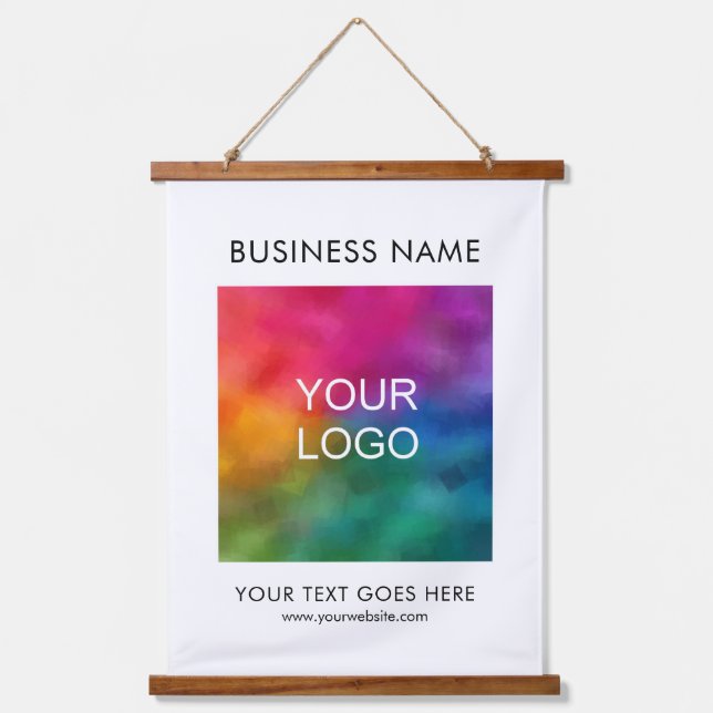 Upload Business Logo Add Text Template Vertical Hanging Tapestry (Front)