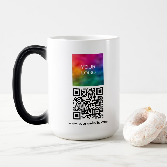Upload Business Logo Custom QR Code Template Magic Mug (With Donut)
