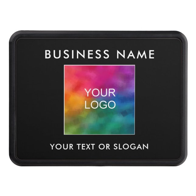 Upload Business Logo Here Custom Simple Template Trailer Hitch Cover (Front)