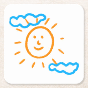 Upload Childs Drawing Turn Kids Artwork into Square Paper Coaster