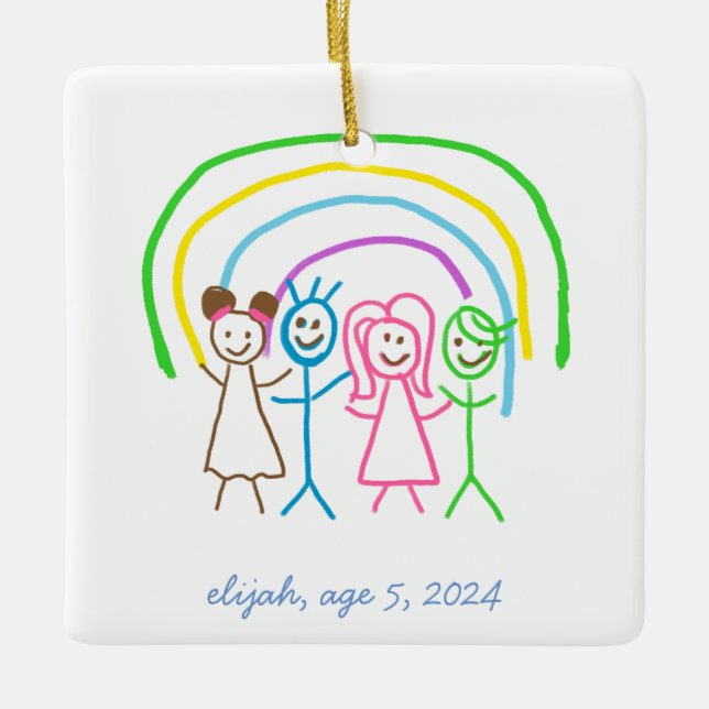 Upload Childs Drawing Turn Kids Artwork to Ceramic Ornament (Front)