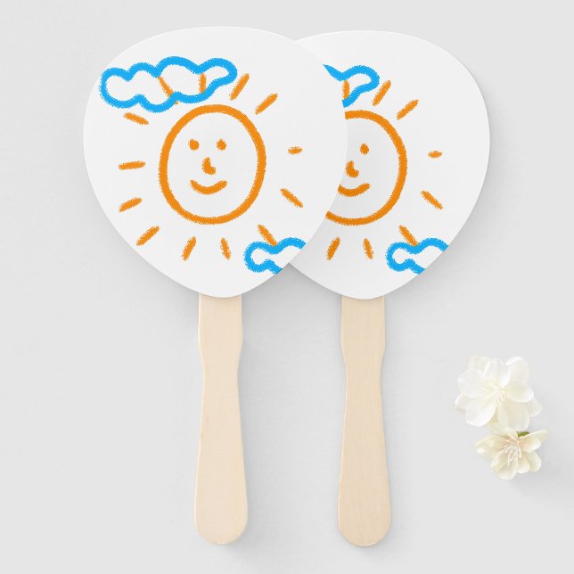 Upload Childs Drawing Turn Kids Artwork to Hand Fan (Front and Back)