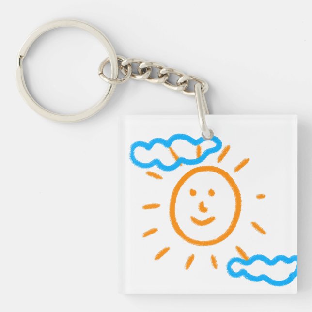 Upload Childs Drawing Turn Kids Artwork to Keychain (Front)