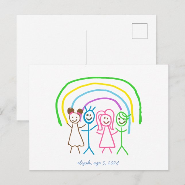 Upload Childs Drawing Turn Kids Artwork to Postcard (Front/Back)