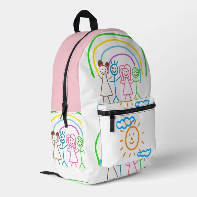 Upload Childs Drawing Turn Kids Artwork to Printed Backpack (Back Corner Left)