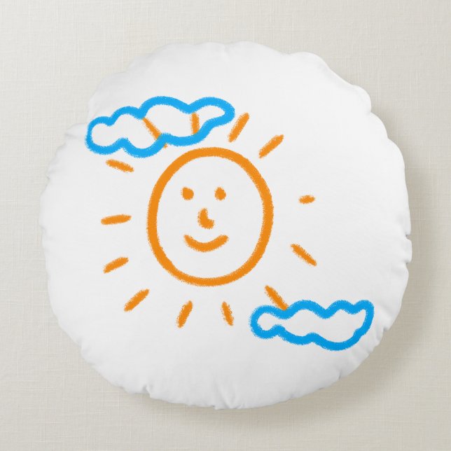 Upload Childs Drawing Turn Kids Artwork to Round Pillow (Front)
