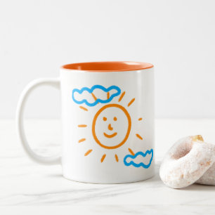 Upload Childs Drawing Turn Kids Artwork to Two-Tone Coffee Mug