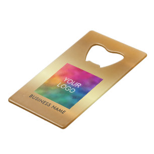 Upload Company Logo Custom QR Code Gold Credit Card Bottle Opener