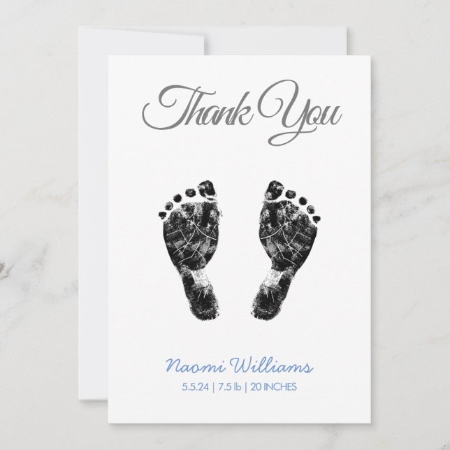 Upload Custom Baby Footprint to Thank You Card (Front)