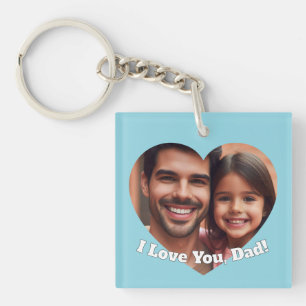 Upload Custom Heart Photo Add Name for Dad Keychain