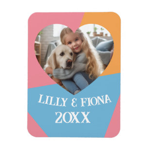 Upload Custom Heart Photo & Name Gift for Parent Magnet