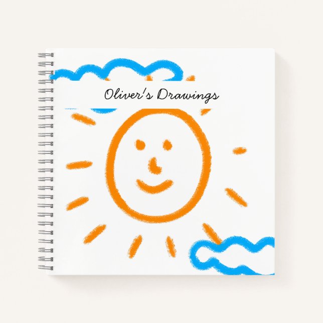 Upload Drawing Turn Kids Artwork to Sketchbook Notebook (Front)