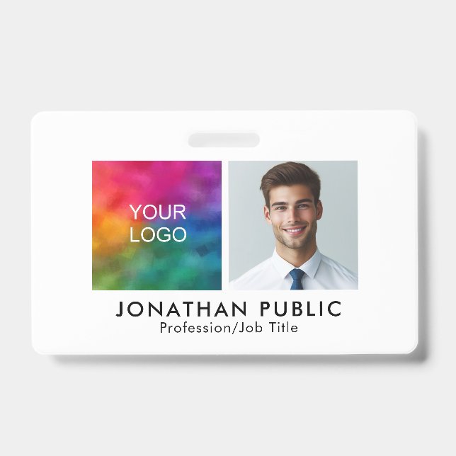 Upload Employee Photo Company Logo Here Template Badge (Front)