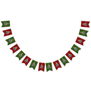 Upload Family Picture into a Christmas Tree Shape Bunting Flags