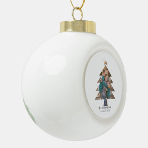 Upload Family Picture into a Christmas Tree Shape  Ceramic Ball Christmas Ornament