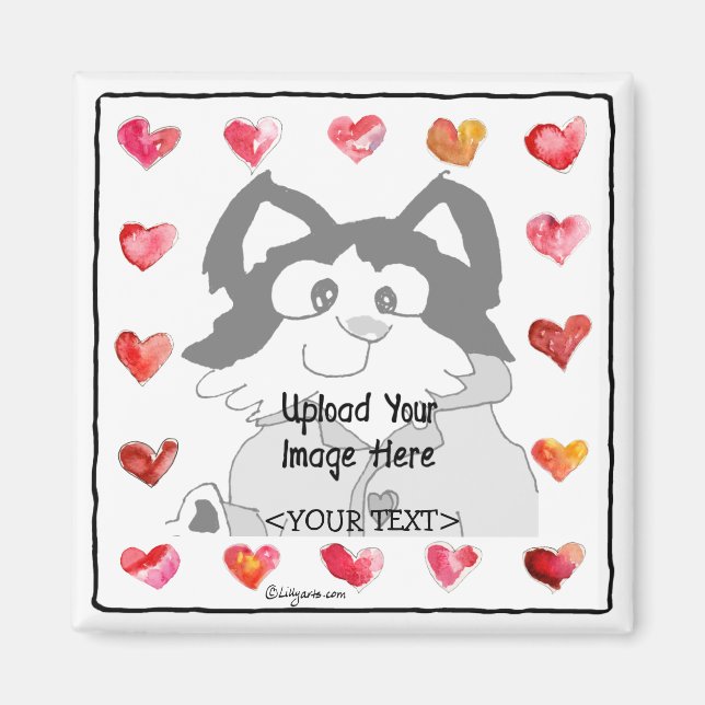 Upload Image Cartoon Hearts Personalized Magnets (Front)