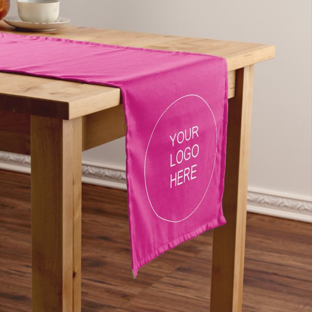 Upload Logo Add Text Pink Solid Colour Template Medium Table Runner (In Situ)