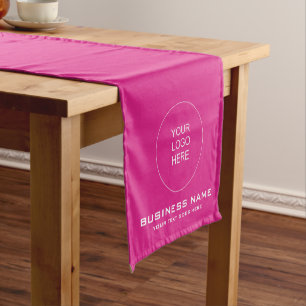 Upload Logo Add Text Pink Solid Colour Template Short Table Runner