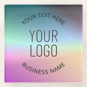 Upload Logo   Colourful Changing Gradient Colours  Glass Coaster